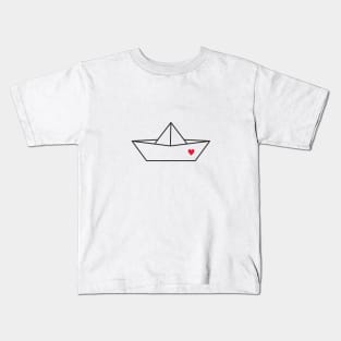 Boat Paper Ship Heart Port Love Gift Kids T-Shirt